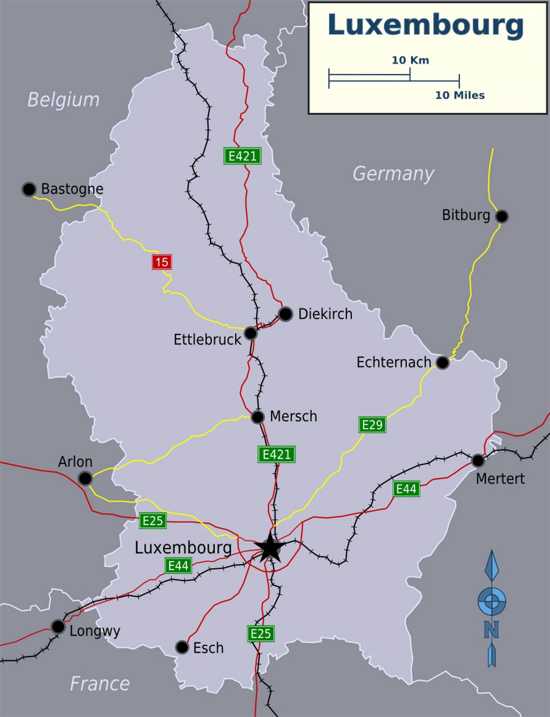 Детальная карта Люксембурга