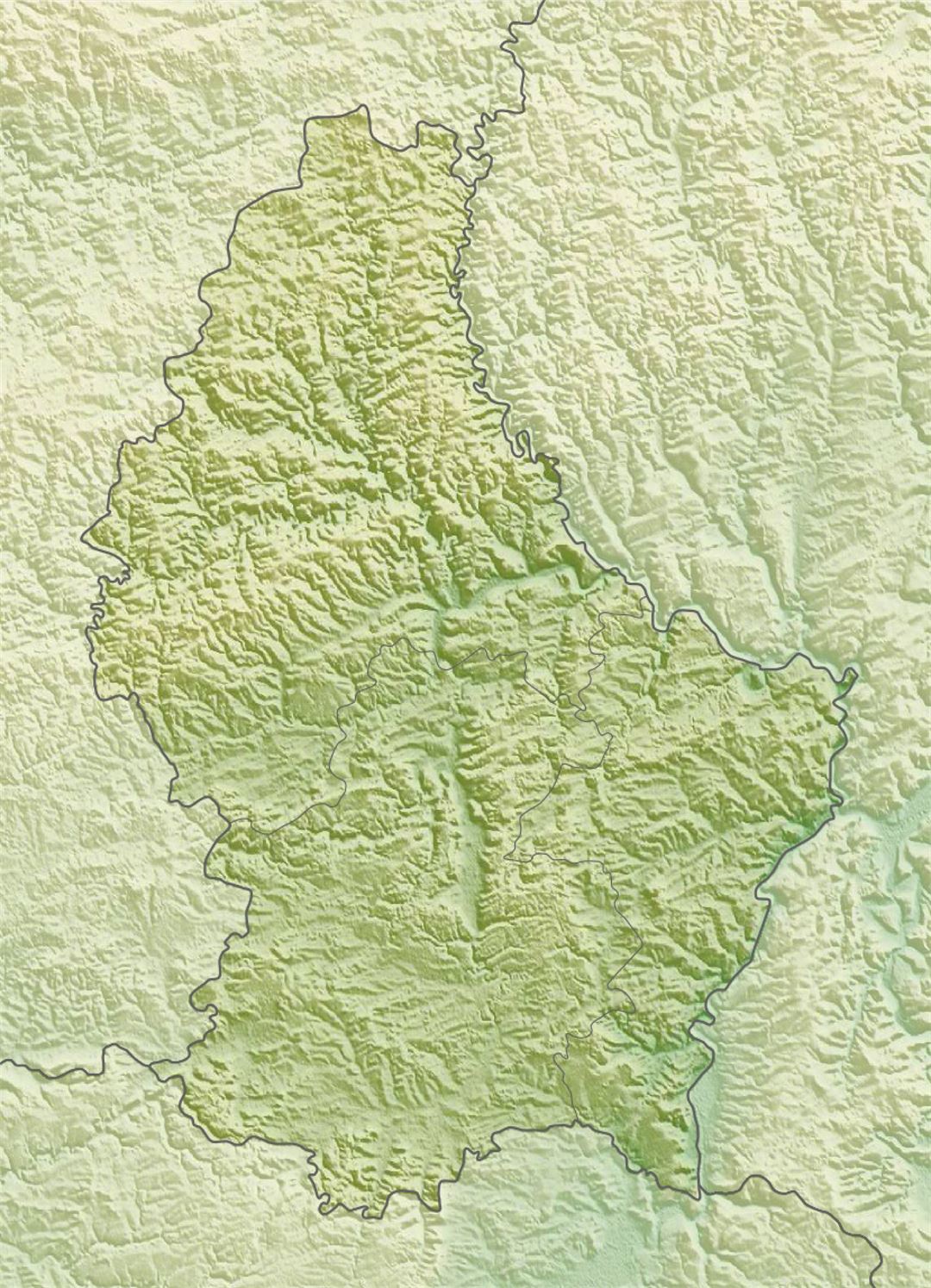 Детальная карта рельефа Люксембурга