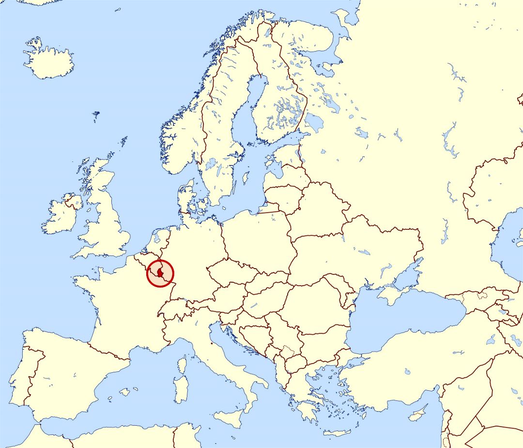 Большая карта расположения Люксембурга