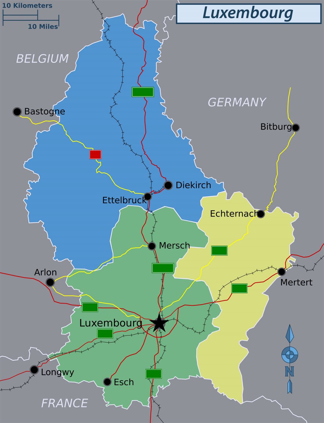 Большая карта регионов Люксембурга