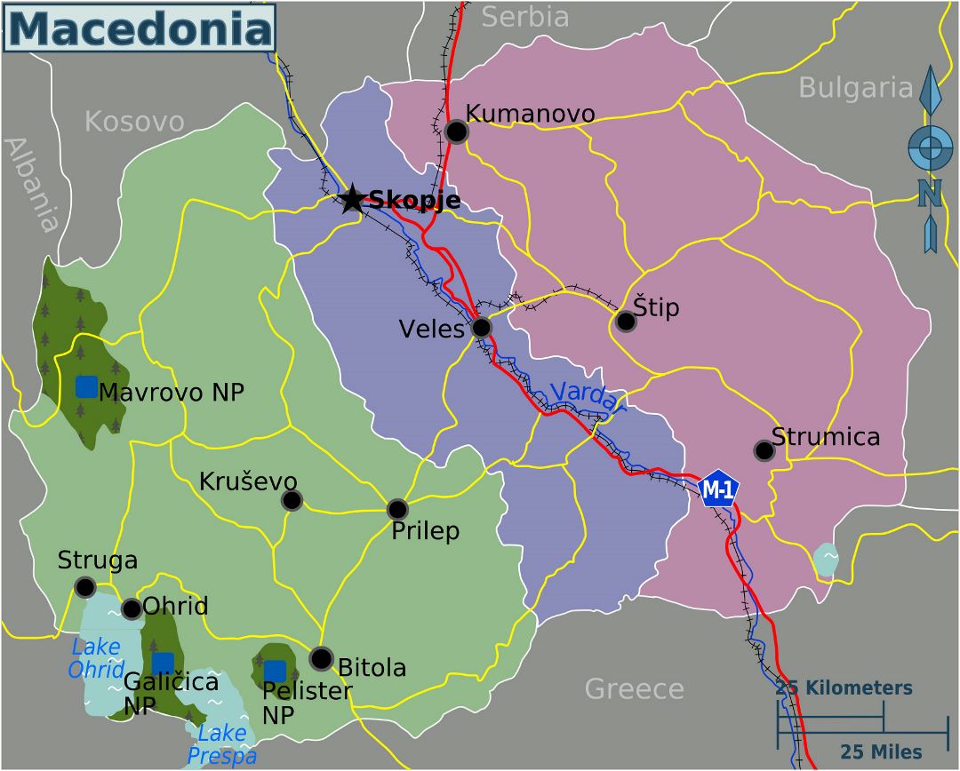 Большая детальная карта регионов Македонии