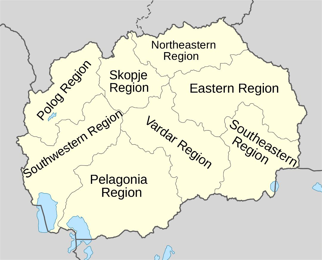 Большая карта регионов Македонии