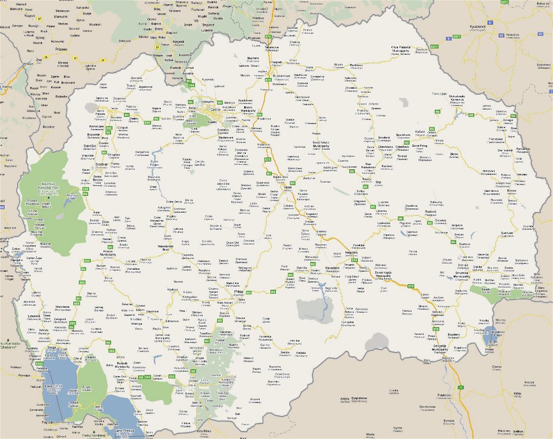 Большая карта дорог Македонии со всеми городами