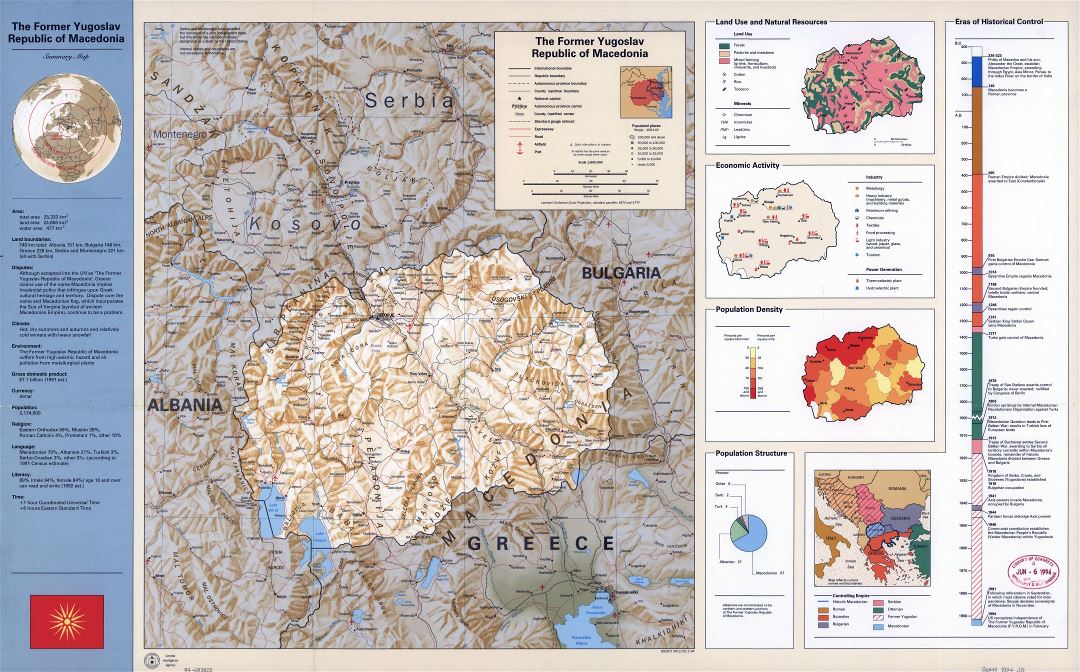 Крупномасштабная профильная карта страны Македонии - 1994