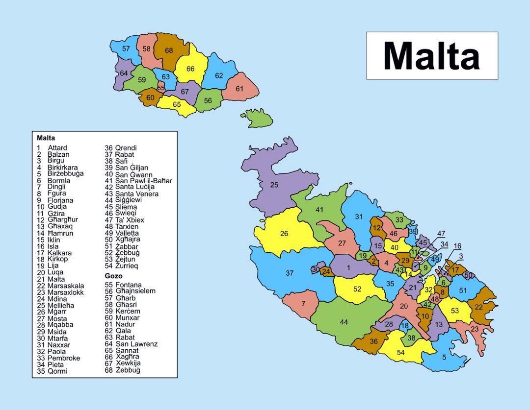 Административная карта Мальты