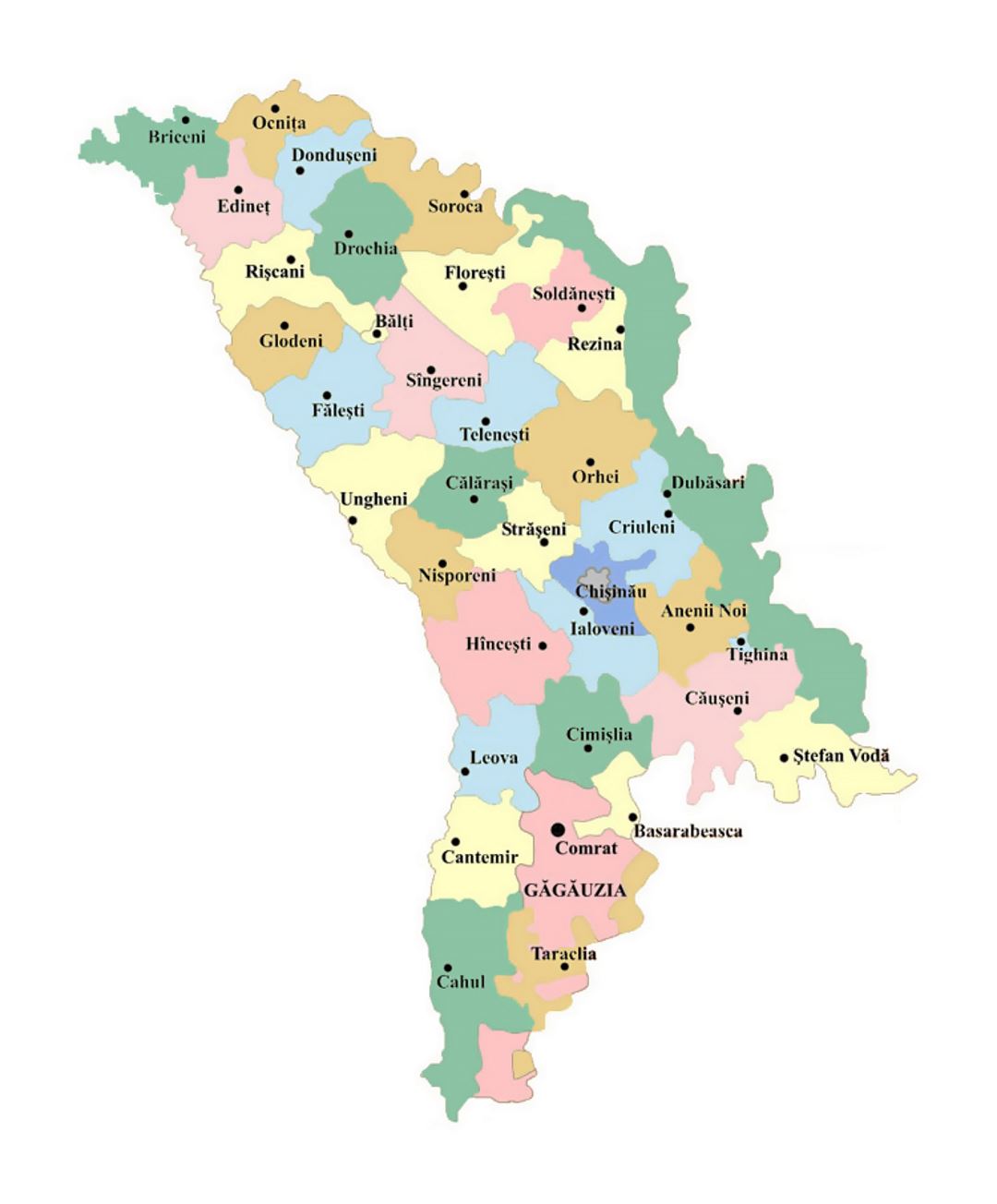 Где в кишиневе можно. Административная карта Молдавии. Карта Молдовы с районами. Районы Молдавии на карте. Республика Молдова на карте.