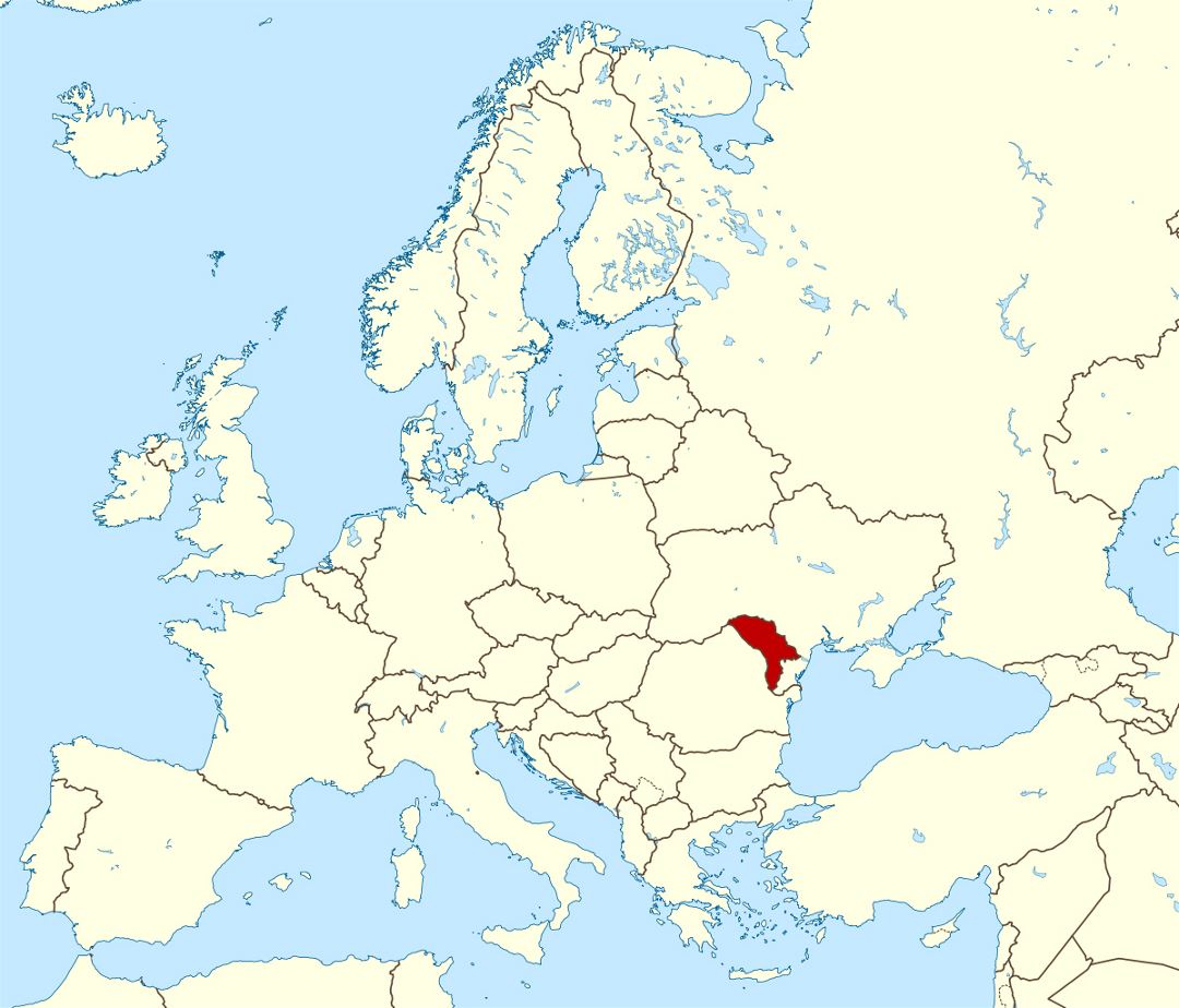 Большая карта расположения Молдовы