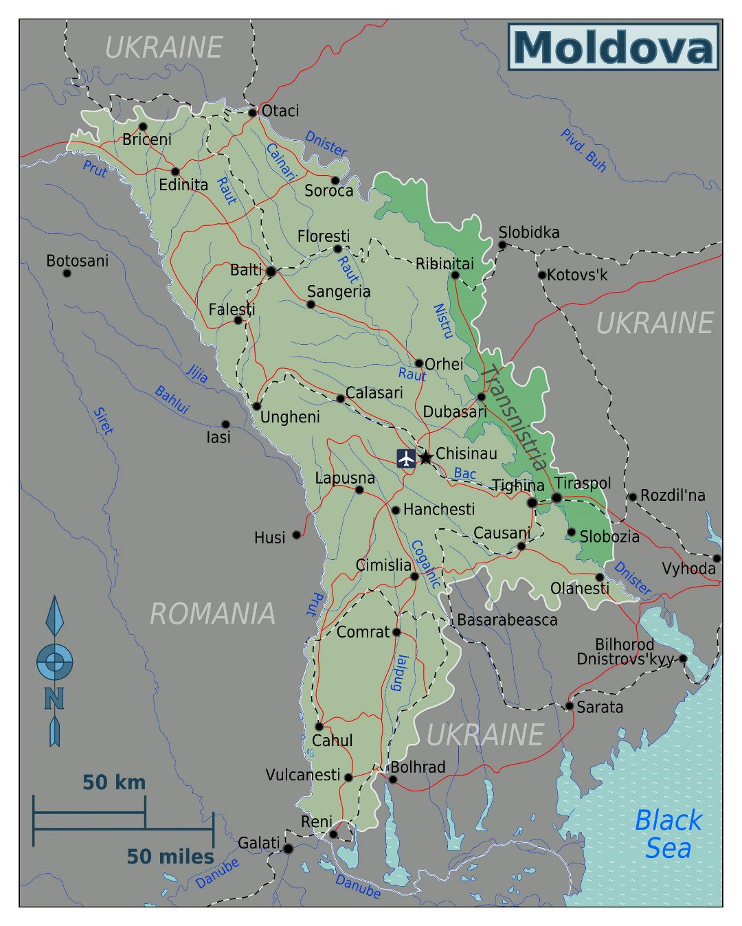 Большая карта регионов Молдовы