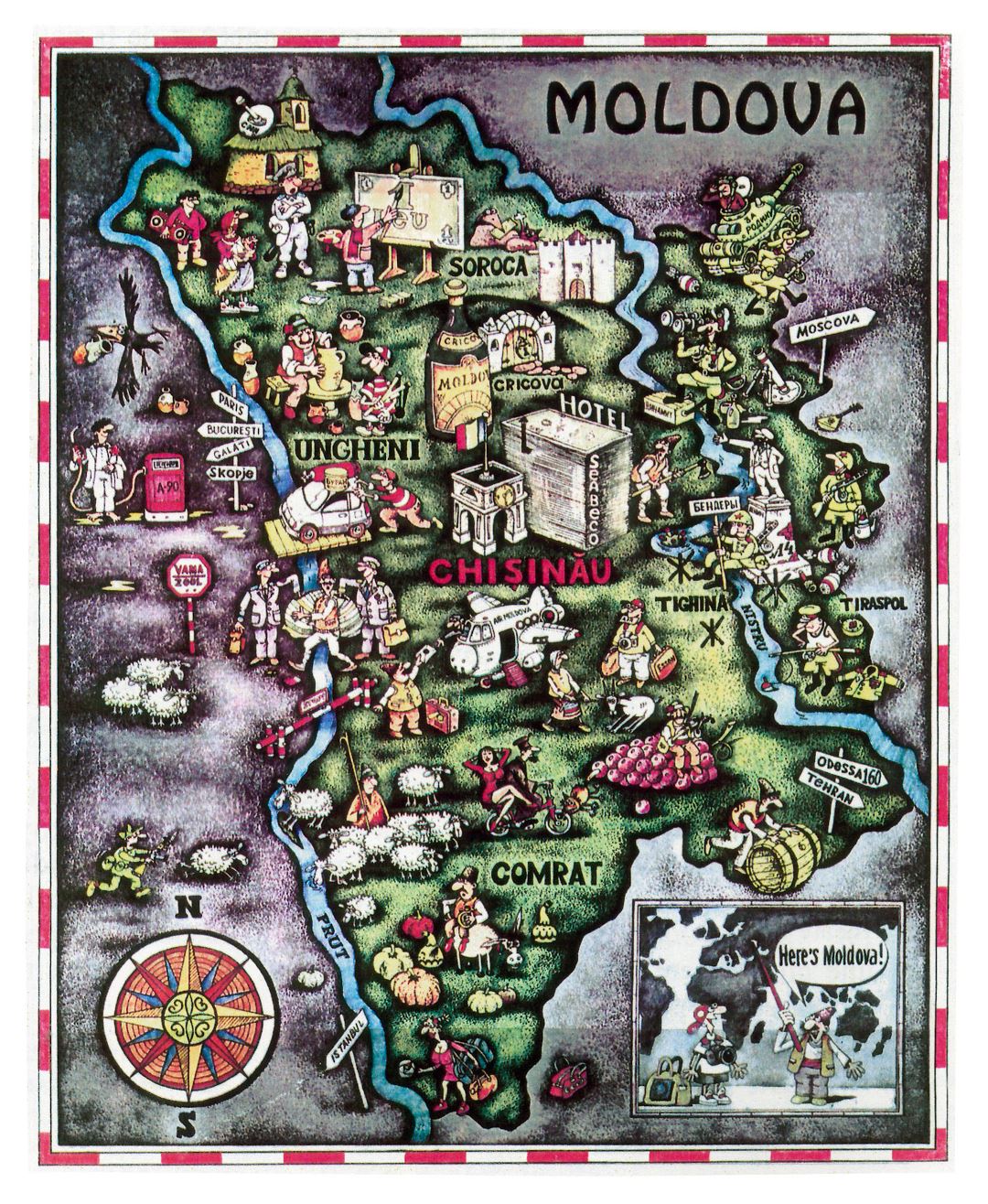 Большая туристическая иллюстрированная карта Молдовы
