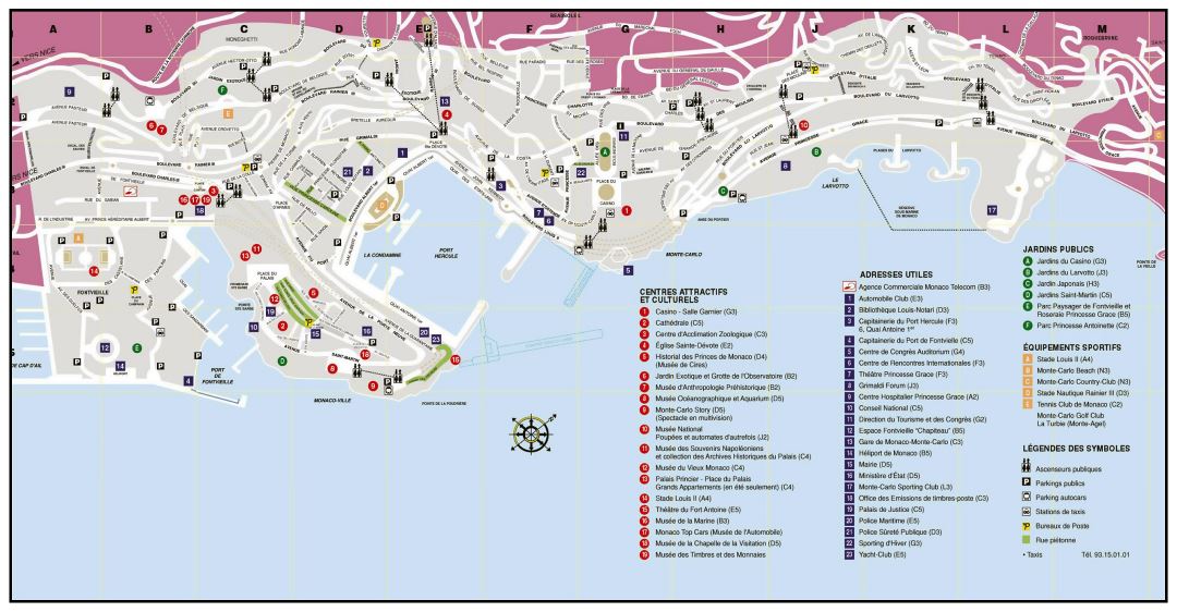 Большая туристическая карта Монако