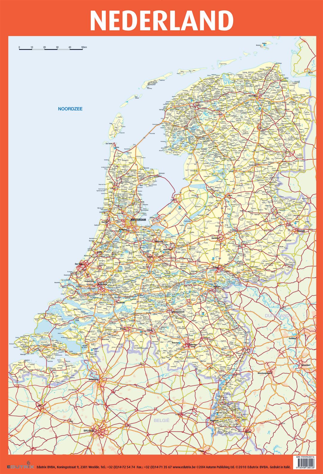 Большая детальная карта дорог Нидерландов