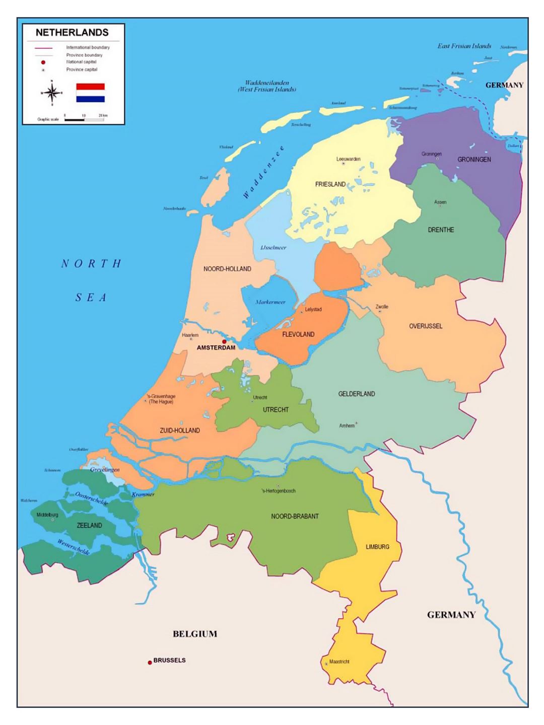 Политическая и административная карта Нидерландов