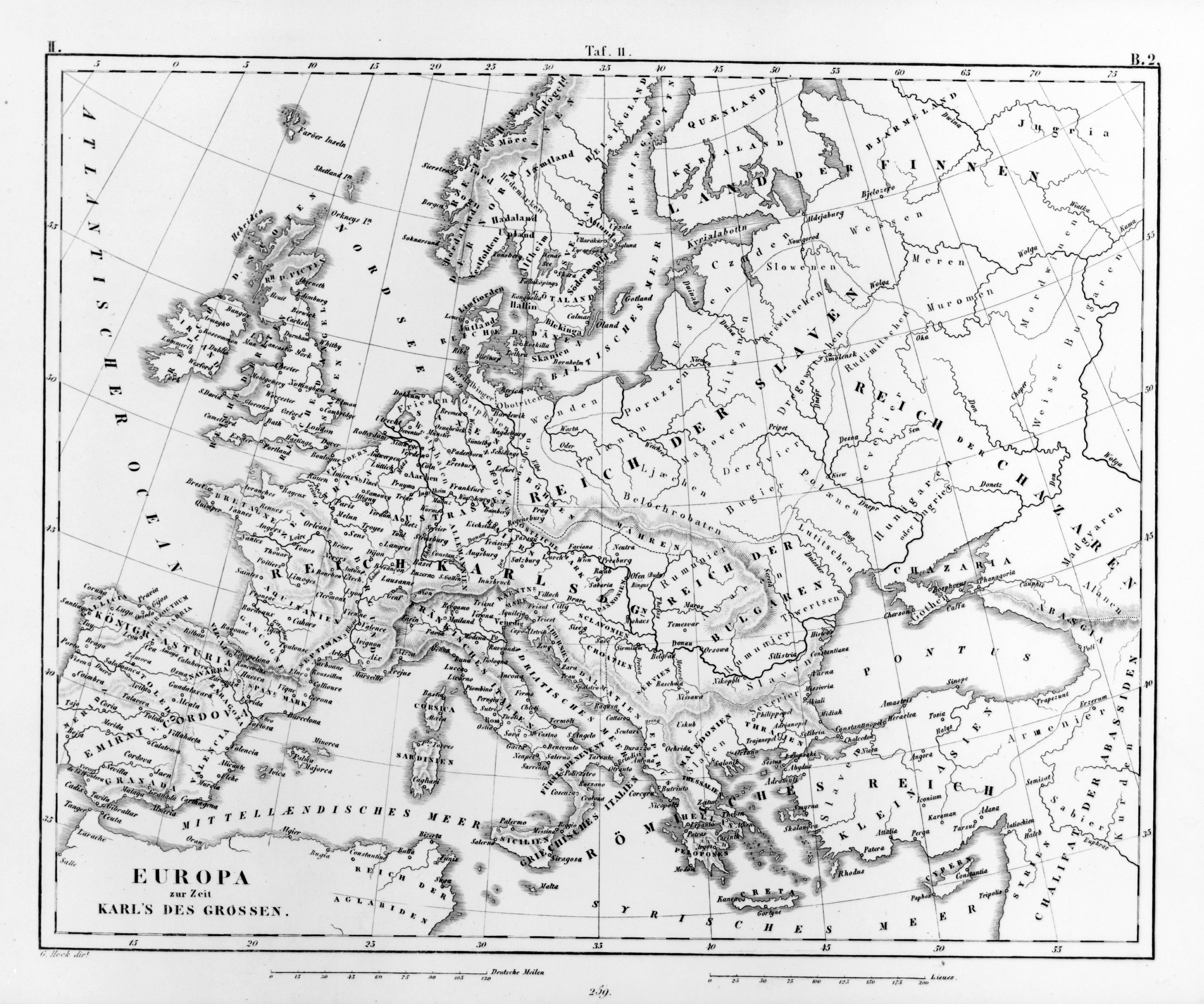Большая детальная старая карта Европы - 1851