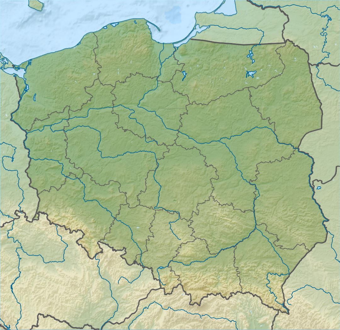 Большая детальная карта рельефа Польши