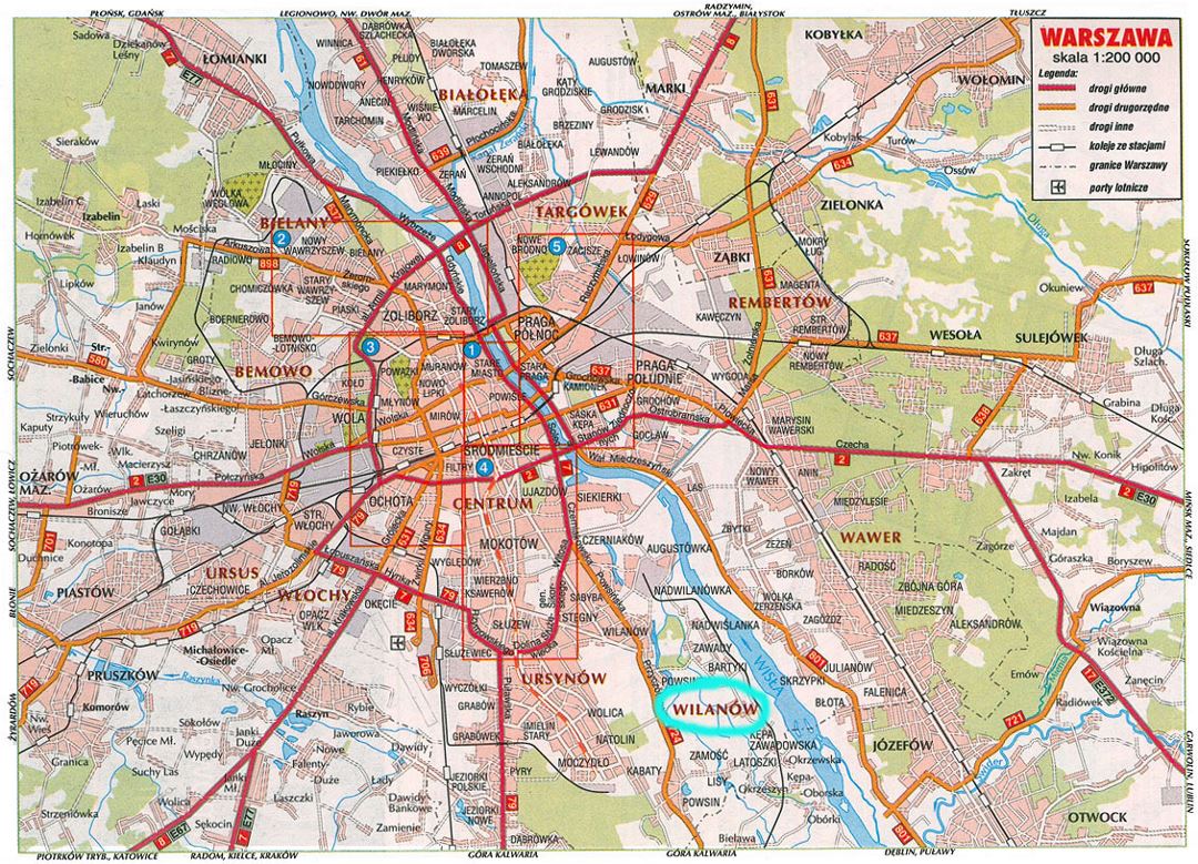 Карта дорог города Варшавы