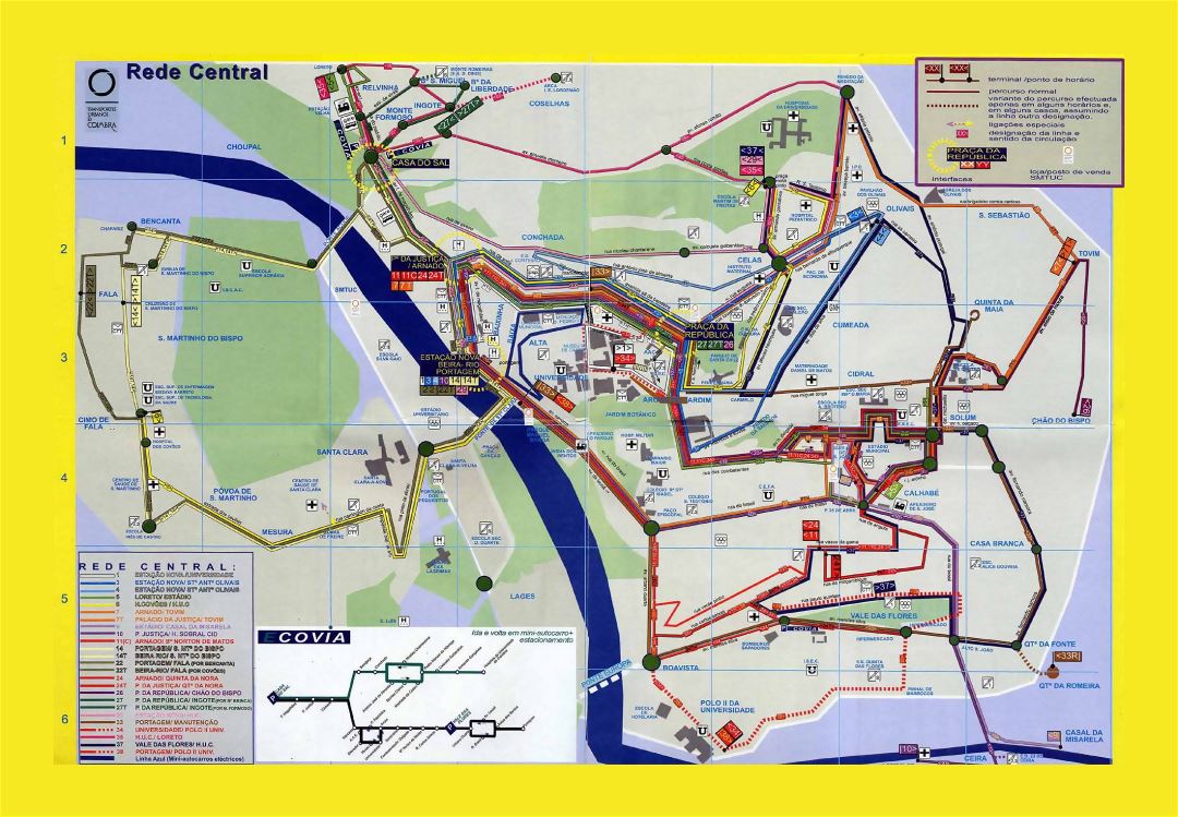 Большая автобусная карта города Коимбра