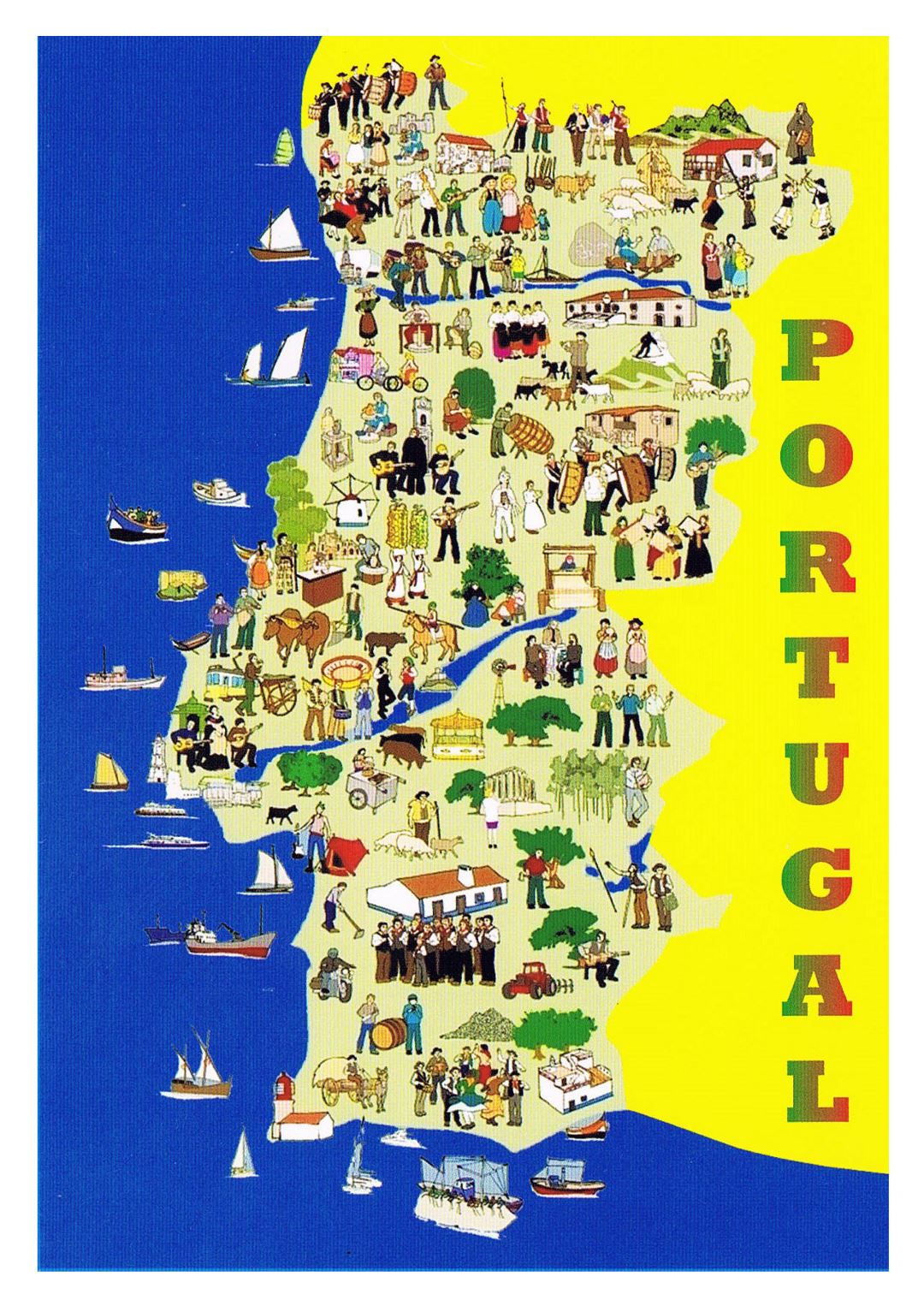 Большая иллюстрированная карта Португалии