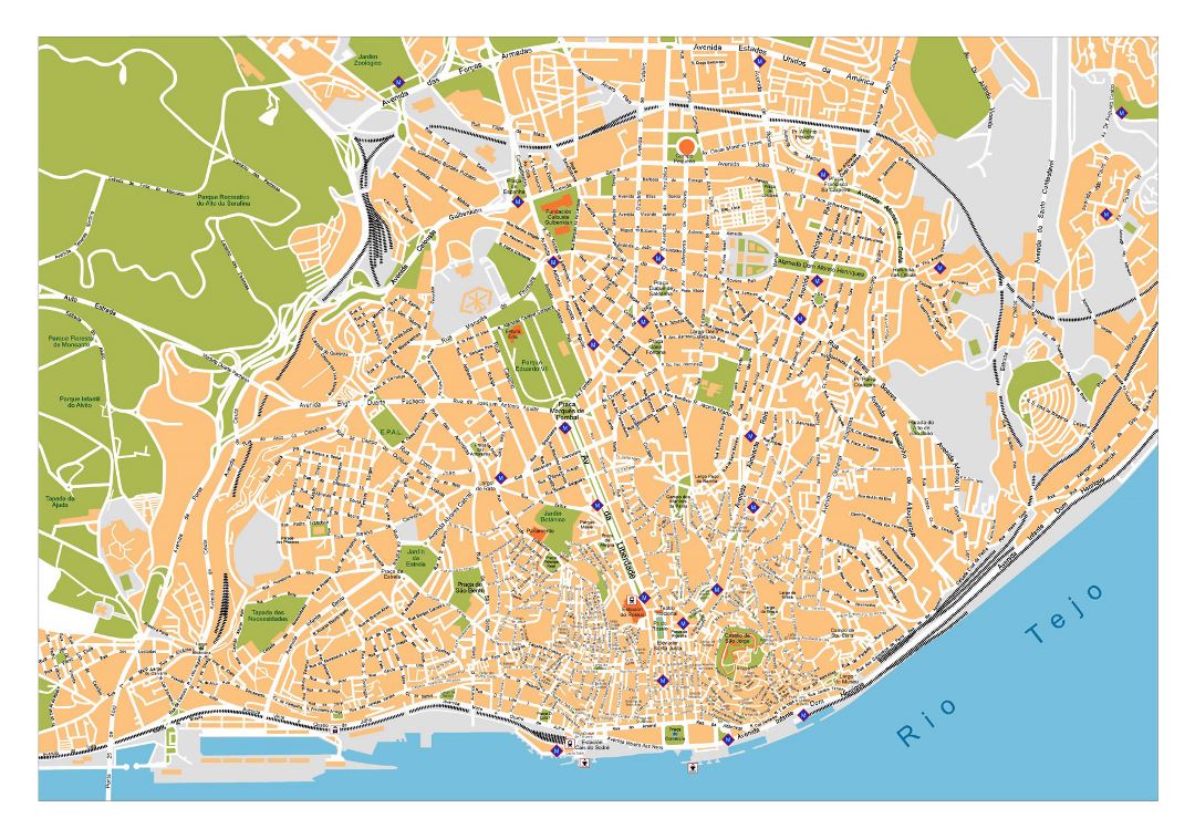 Детальная карта дорог Лиссабона