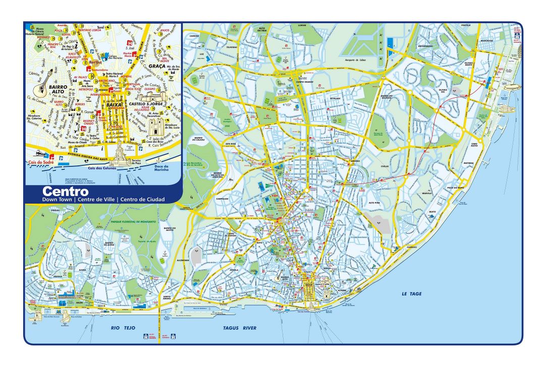 Большая детальная карта Лиссабона