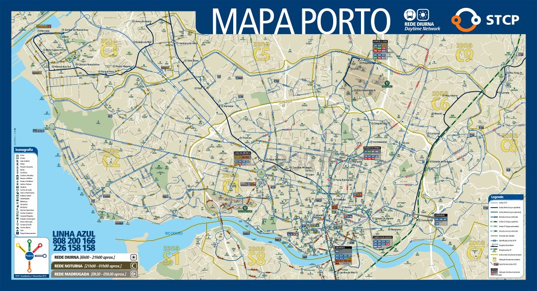 Крупномасштабная туристическая карта города Порту