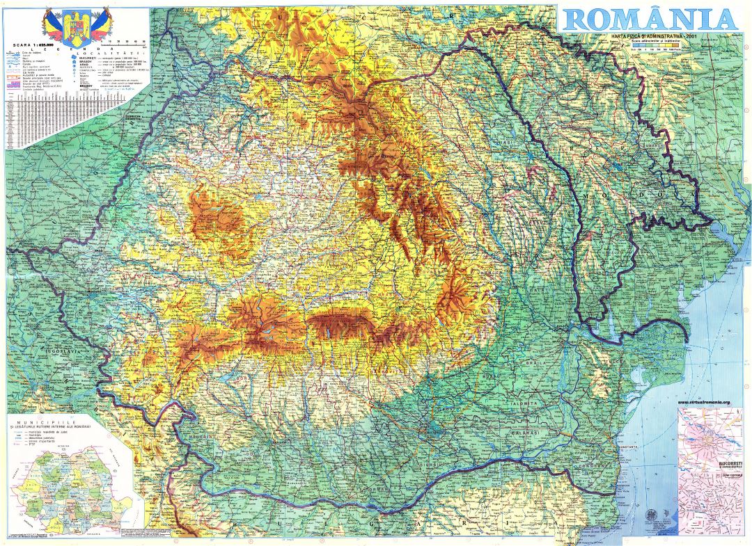 Большая детальная карта Румынии