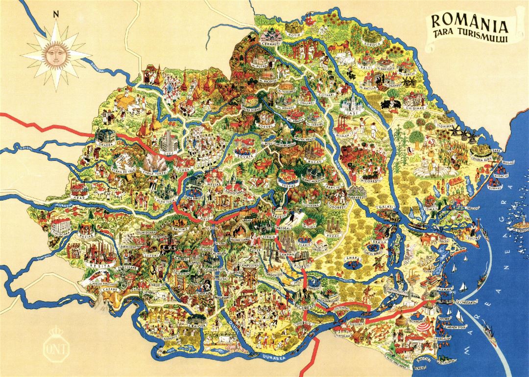 Крупномасштабная туристическая иллюстрированная карта Румынии