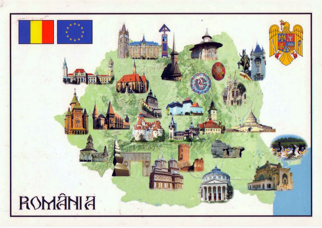 Большая туристическая карта Румынии