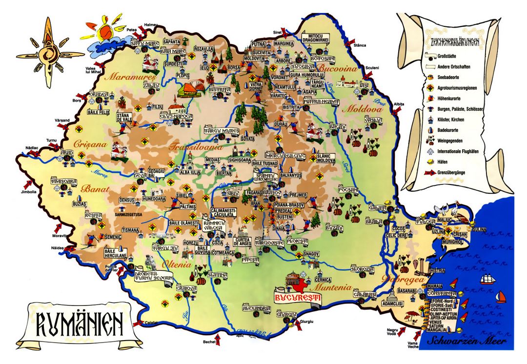 Туристическая карта Румынии
