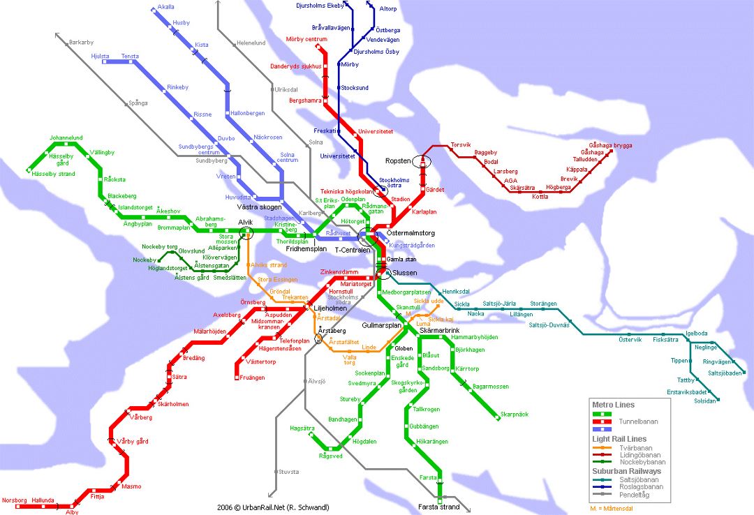 Детальная карта метро города Стокгольм