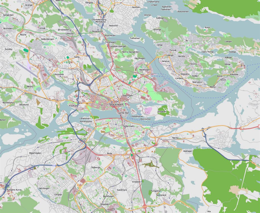 Большая транзитная карта города Стокгольма