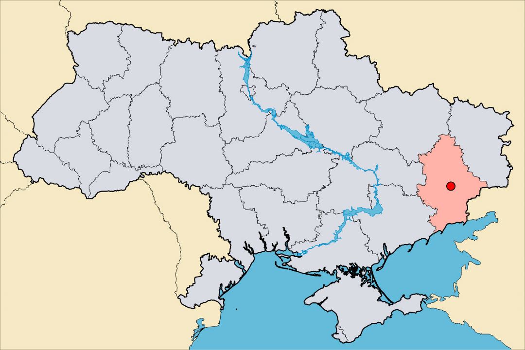 Детальная карта расположения города Донецка