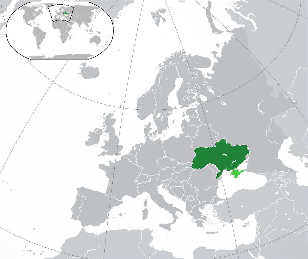 Большая карта расположения Украины