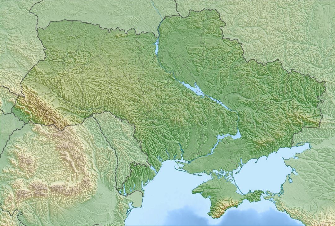 Большая карта рельефа Украины