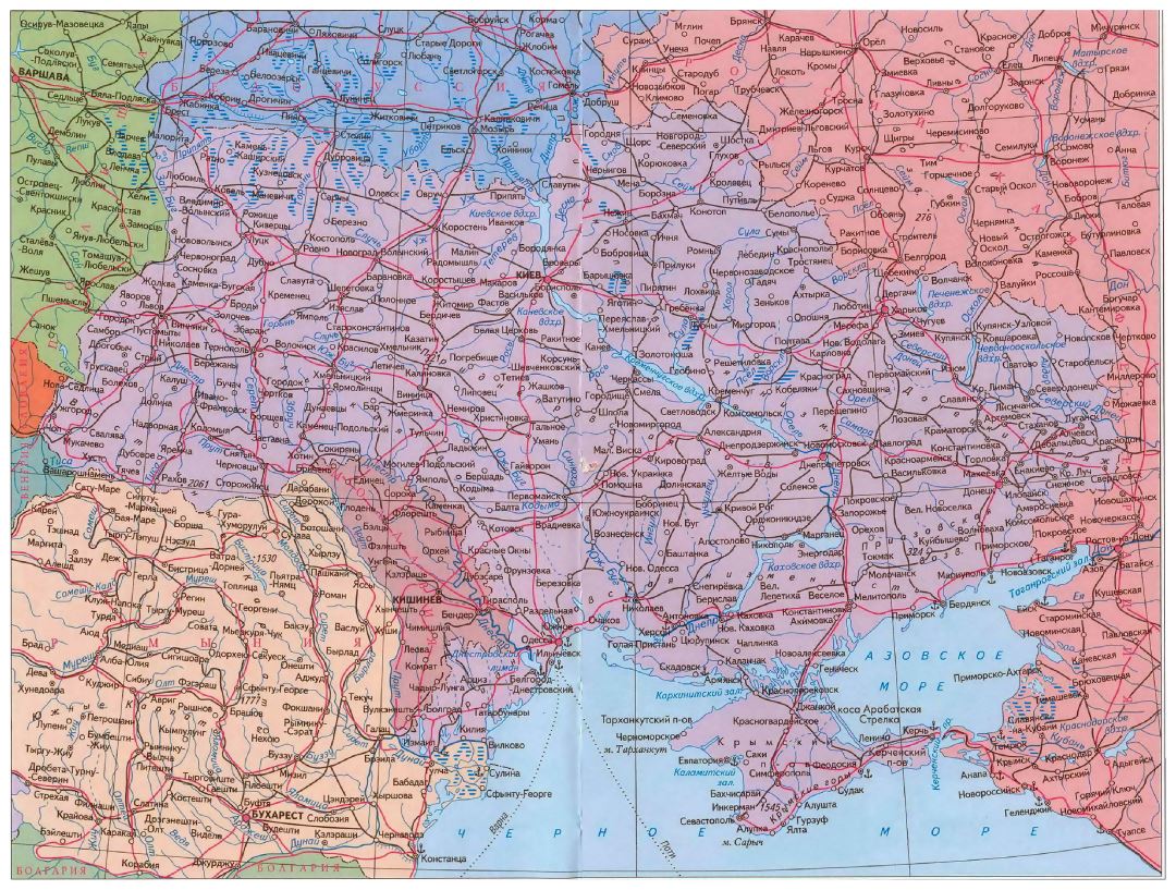 Большая карта дорог Украины на русском языке