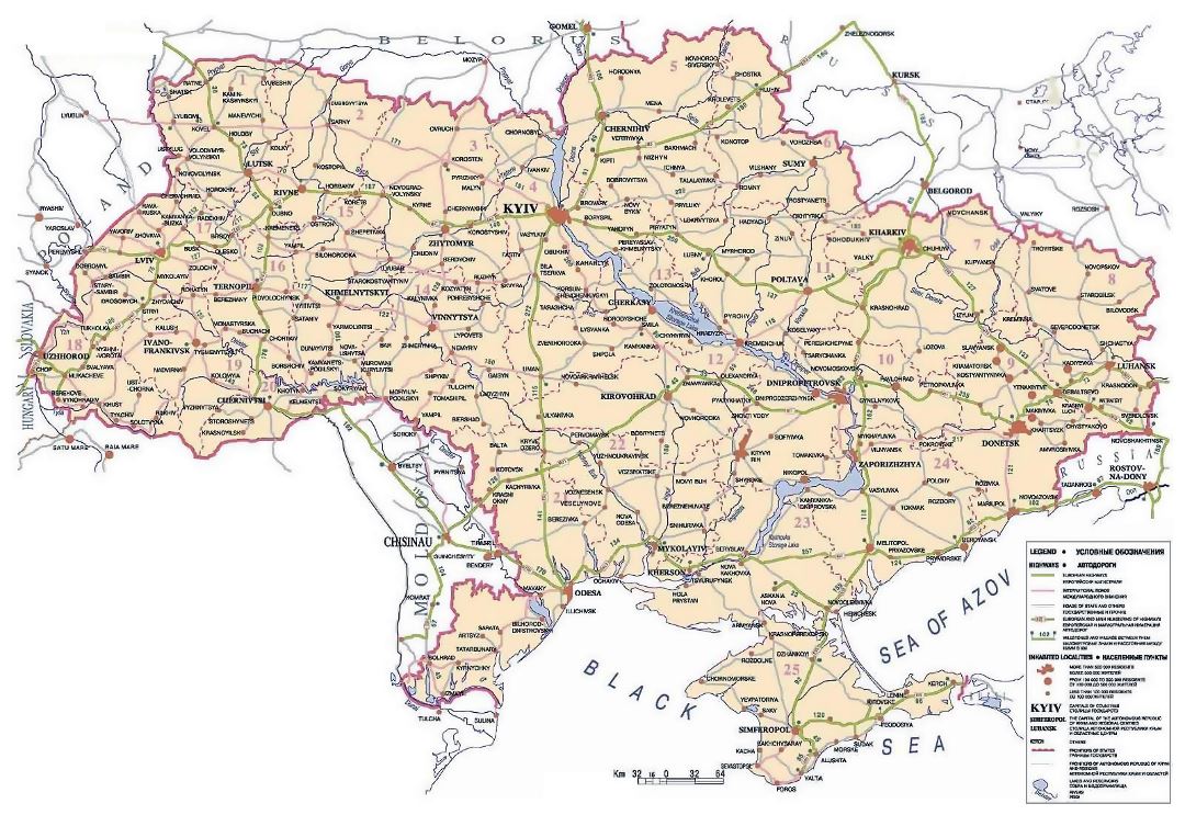 Карта международных коридоров Украины