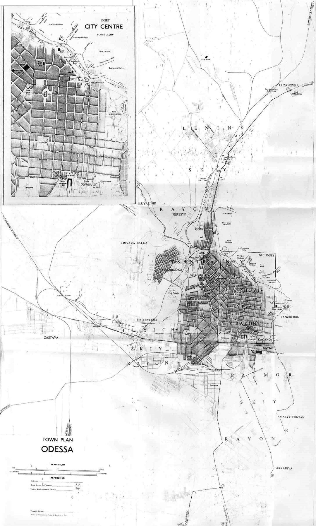 Детальная старая карта города Одесса - 1961