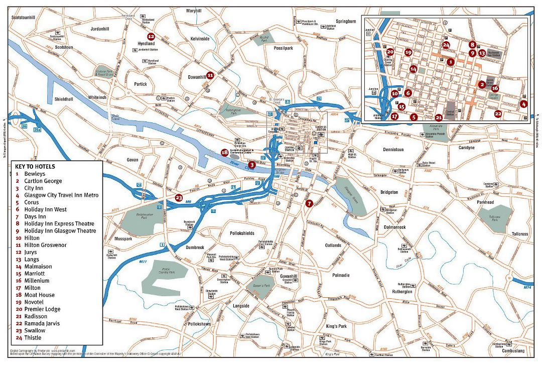 Большая карта города Глазго