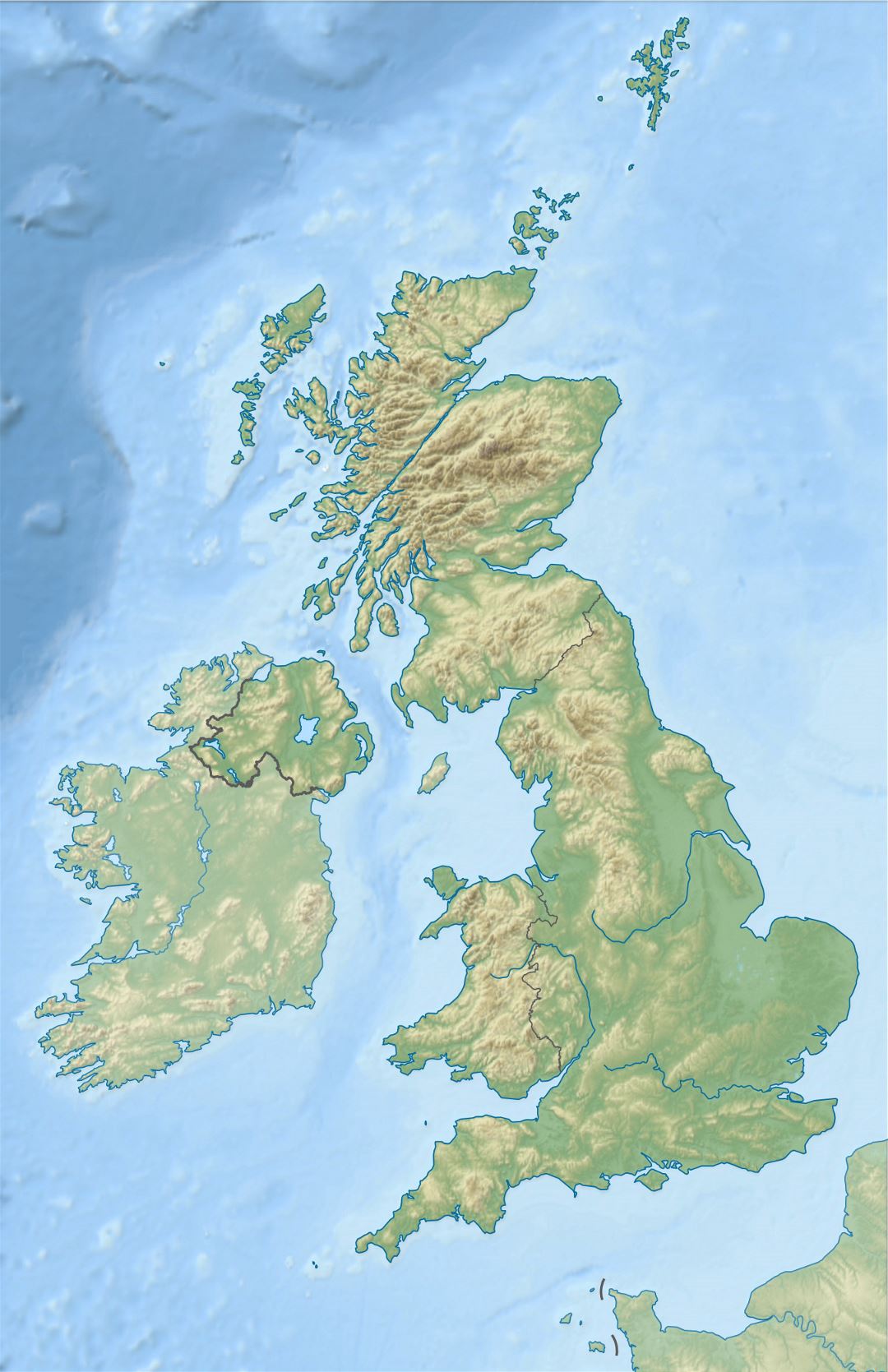 Большая карта рельефа Соединенного Королевства