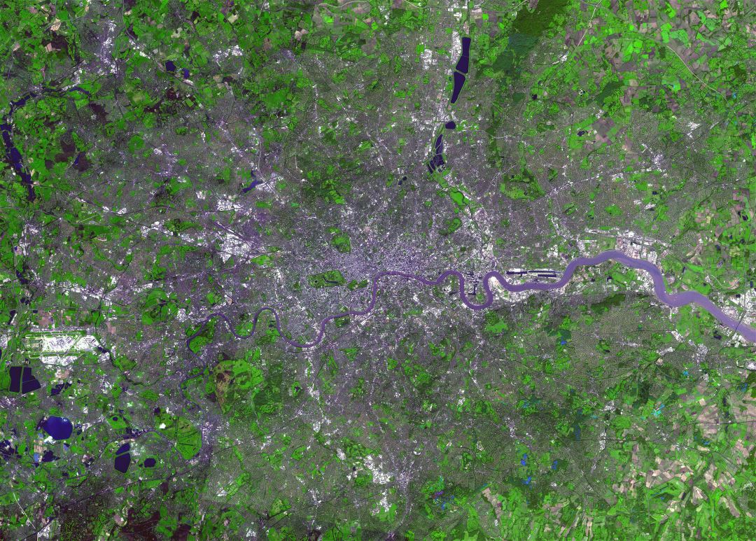 Большая спутниковая карта города Лондона