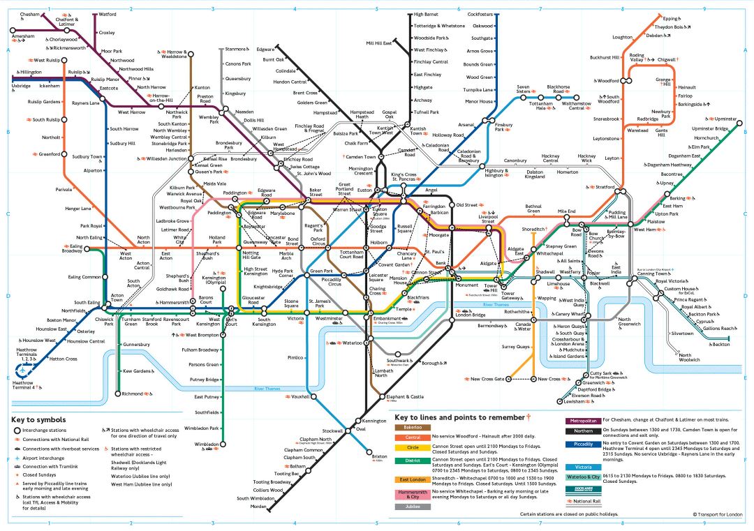 Большая карта метро города Лондона
