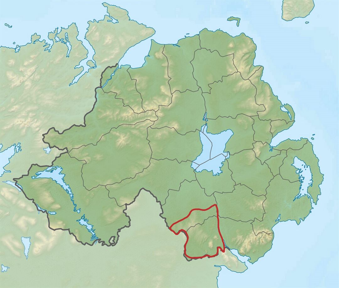 Большая карта рельефа Северной Ирландии