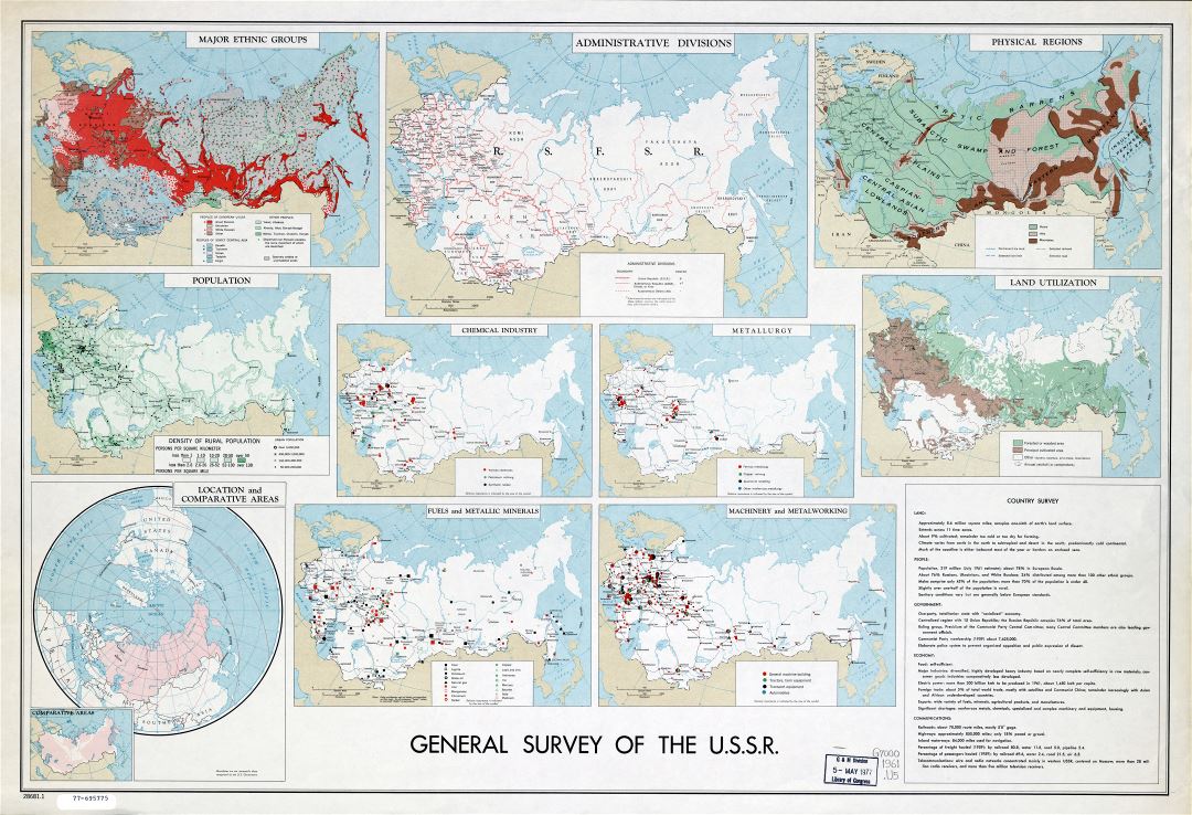 Крупномасштабная общая обзорная карта СССР - 1961
