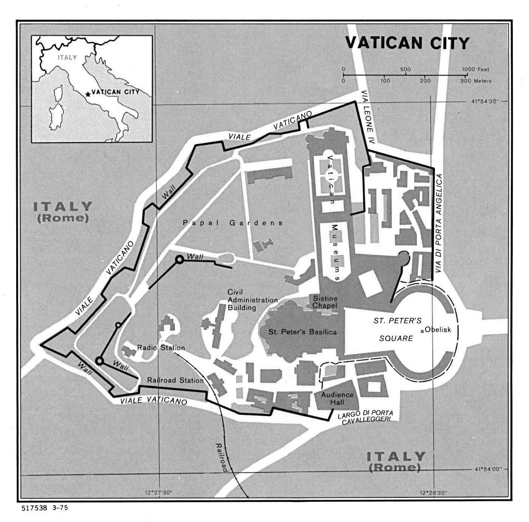 Большая политическая карта города Ватикана