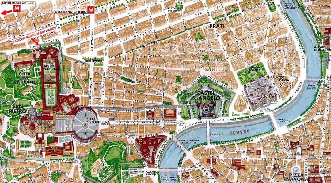 Карта площади города Ватикана
