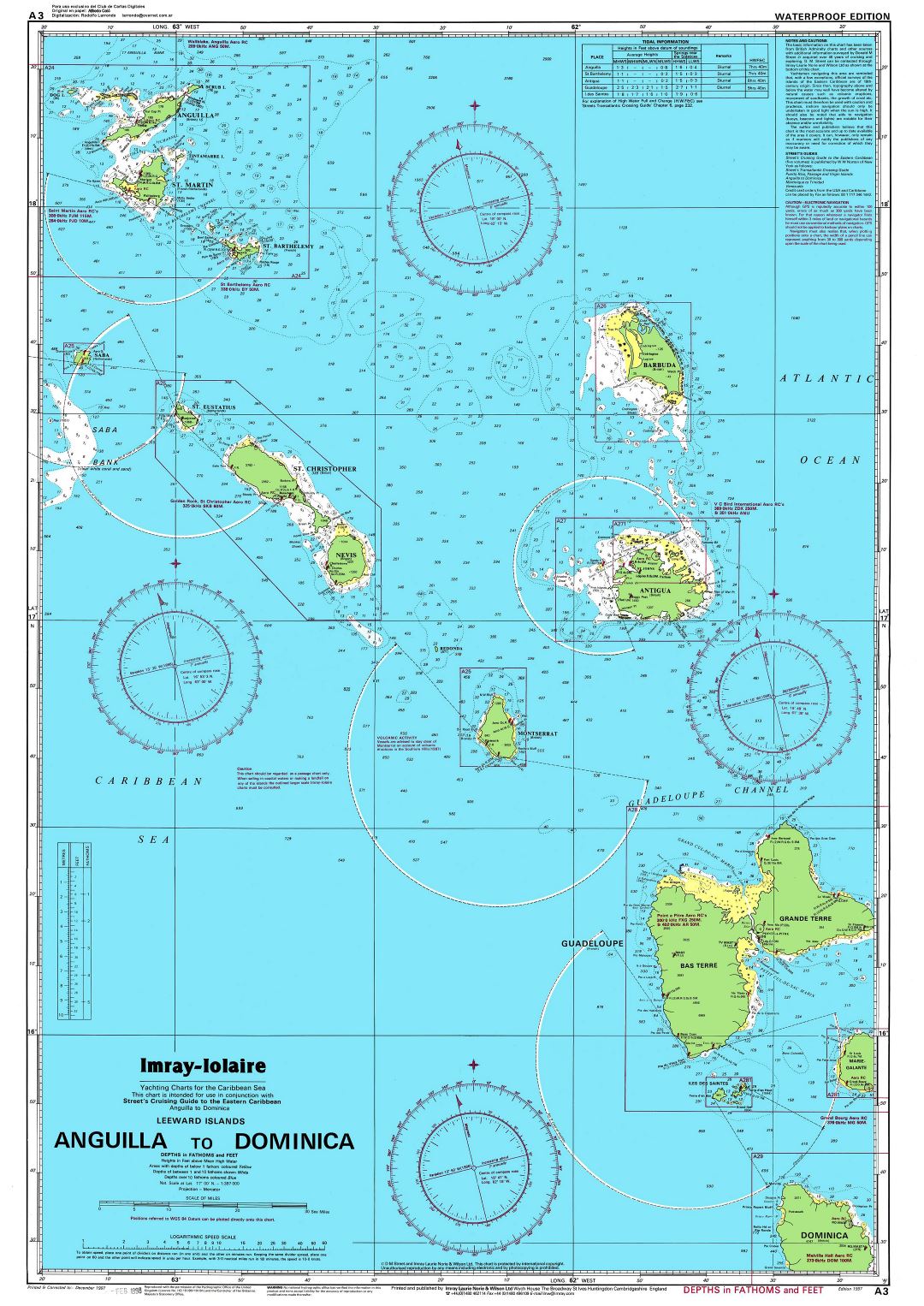 Большая детальная топографическая и морская карта Ангильи в Доминике