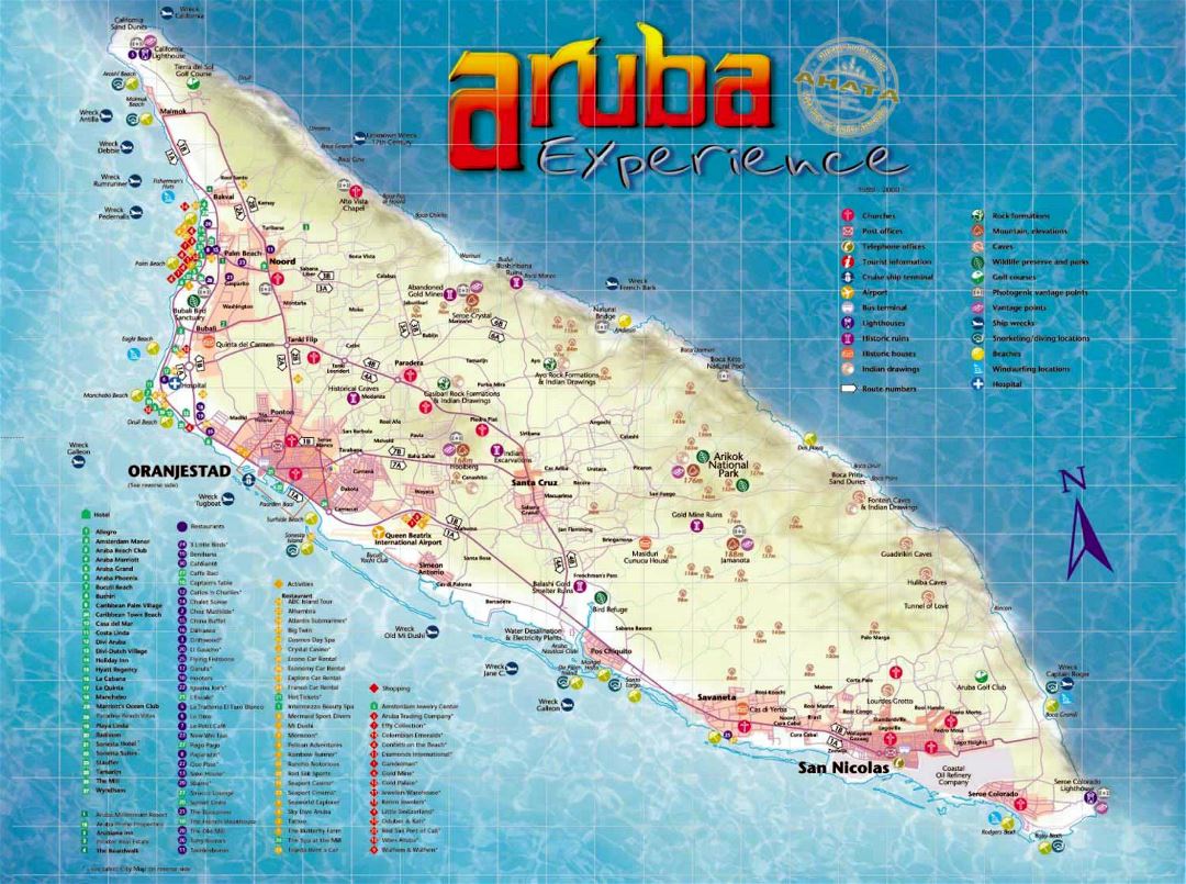 Большая туристическая карта Арубы