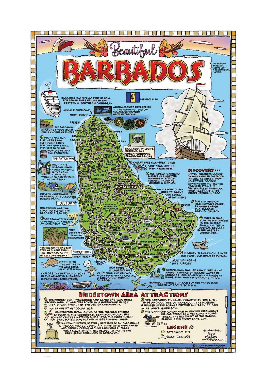 Детальная туристическая карта Барбадоса