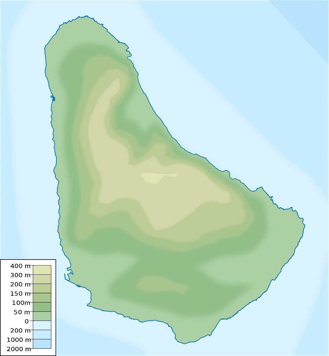 Большая карта высот Барбадоса