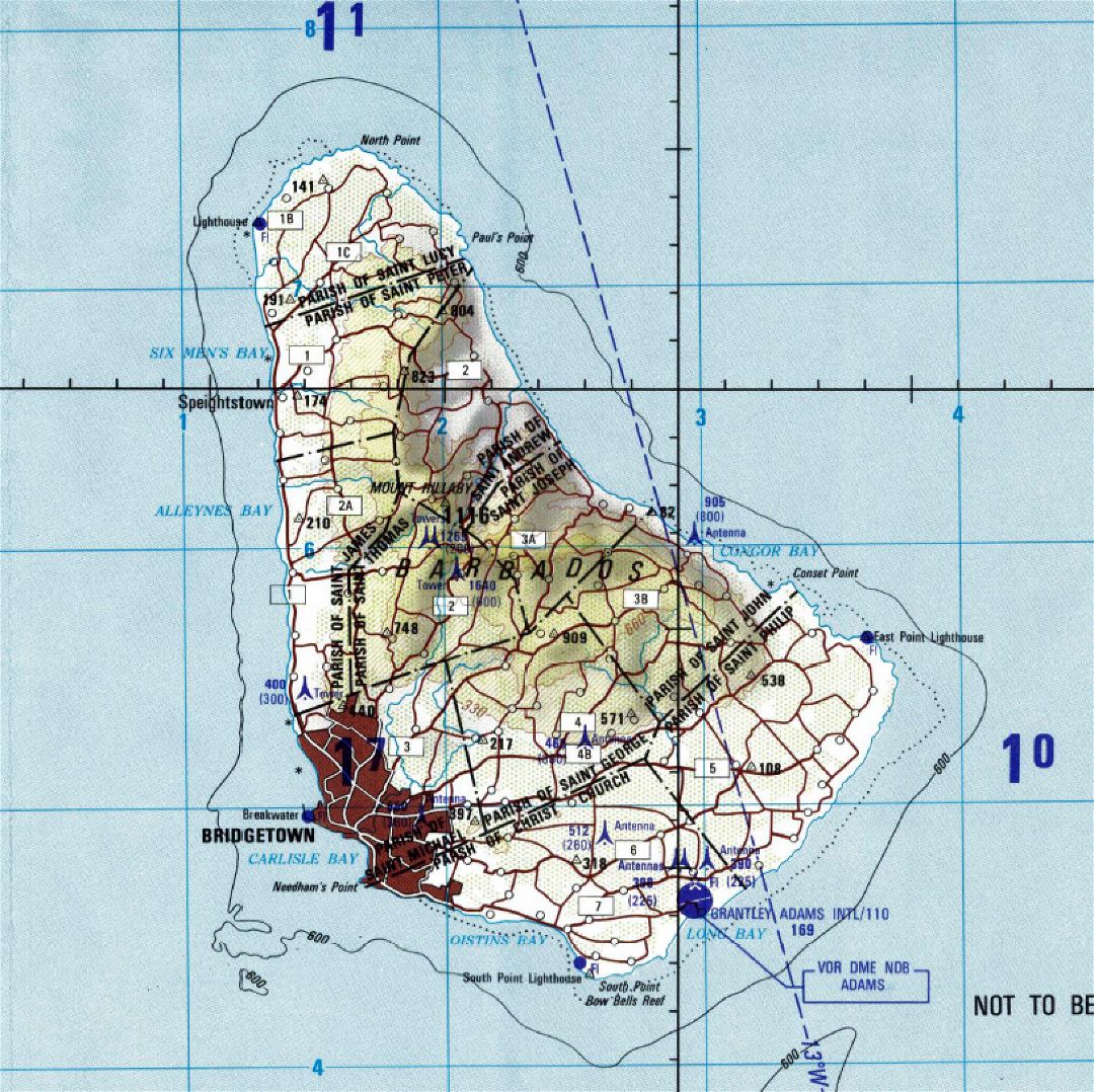 Большая карта Барбадоса