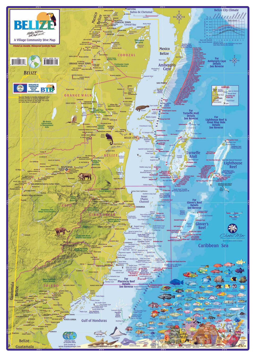 Большая подробная туристическая карта Белиза